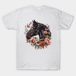 Horse with Flowers Design T-Shirt